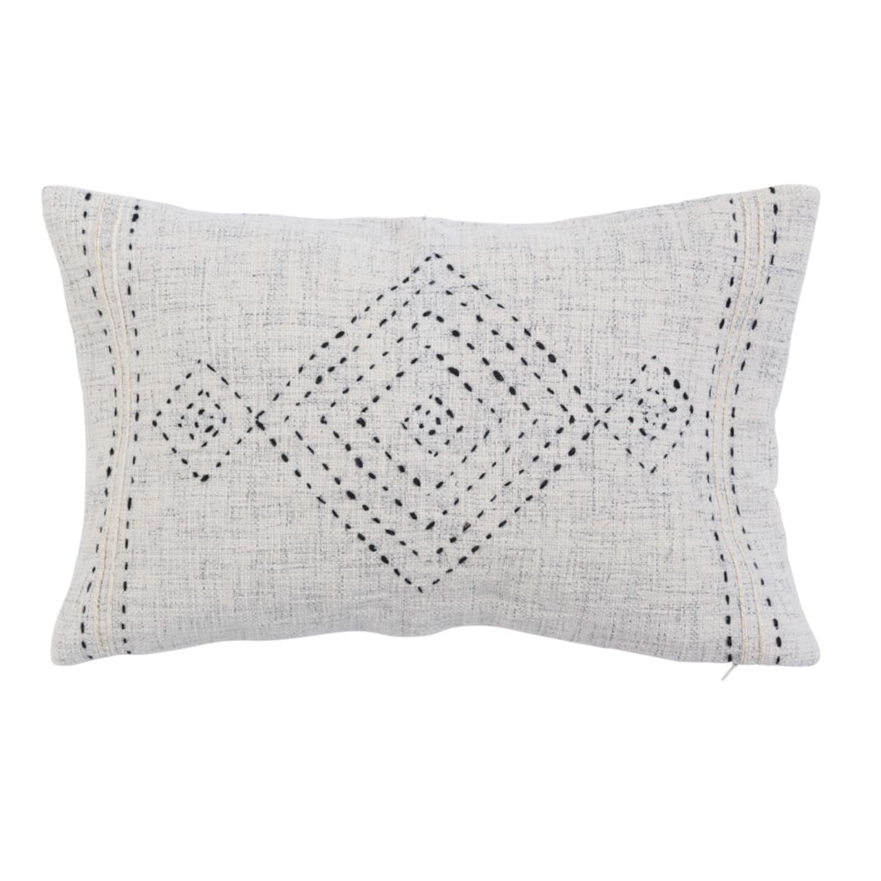 Hello Honey® Multicolor Embroidery & Gold Thread Cotton Lumbar Pillow